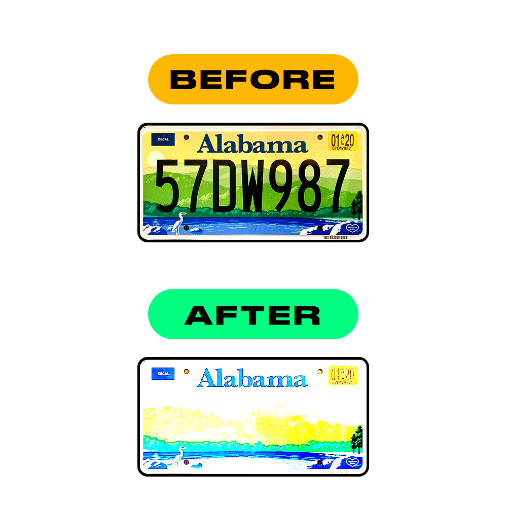 Nanofilm Ecoslick™ for US (Alabama) license plates - Symbol "1" luxsuede