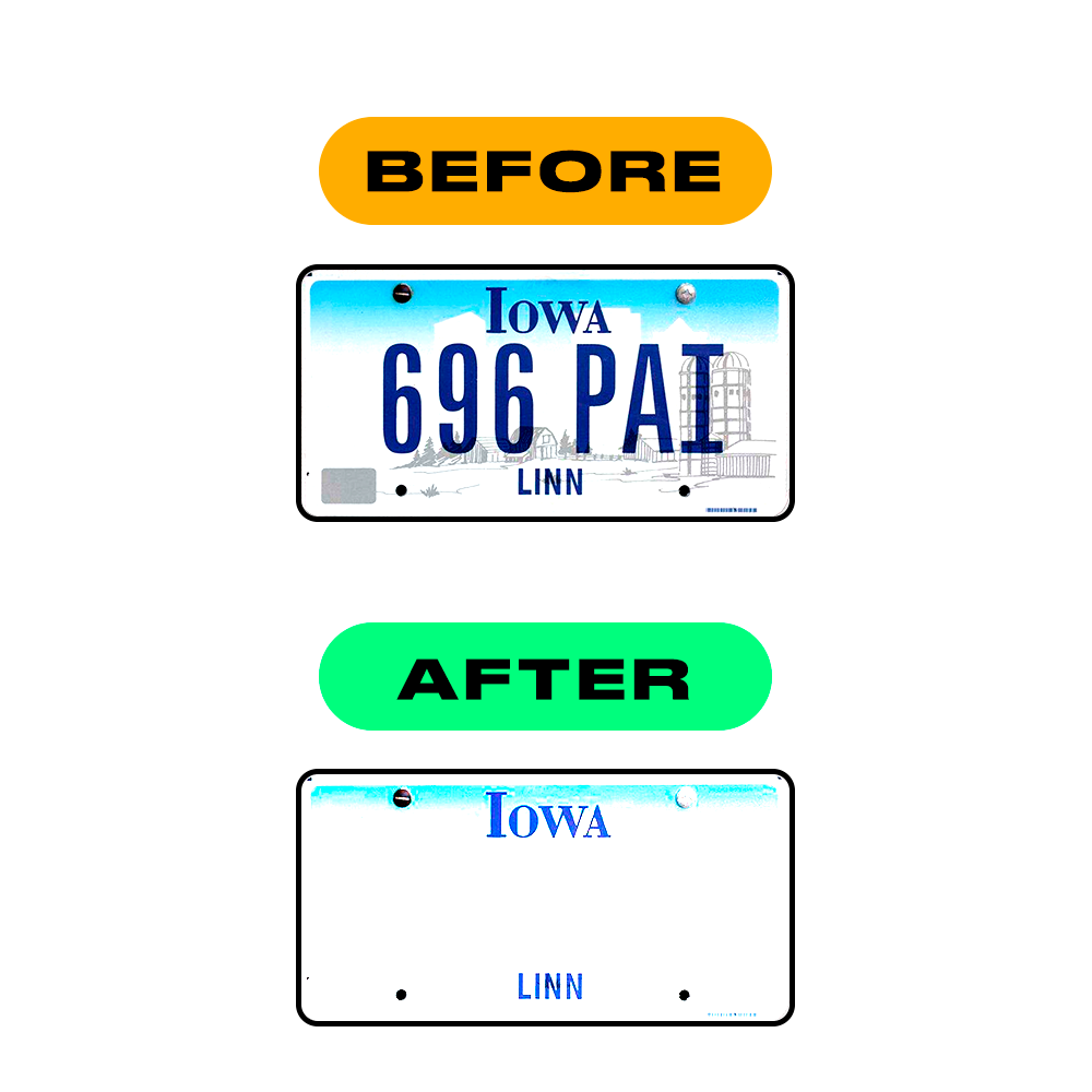 Nanofilm Ecoslick™ for US (Iowa) license plates - Symbol "Y" luxsuede