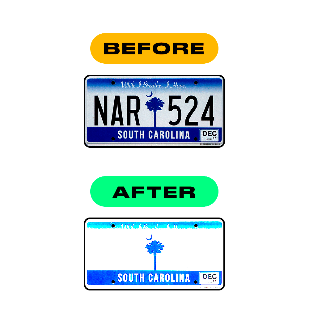 Nanofilm Ecoslick™ for US (South Carolina 2016-2023) license plates - Symbol "0" luxsuede